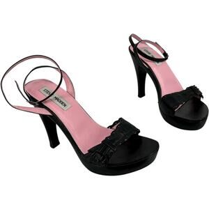 VTG y2k Women's Black Leather Steven Madden Kity Platform Stiletto Heels Sz 6.5M